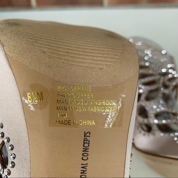 INC International Concepts Sarane Bisque Stud Peep-toe Rear Zipper Sandals - Picture 8 of 8